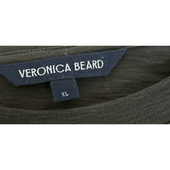 VERONICA BEARD Mason Baseball Tee Top Puff Sleeves Gray Brown Crewneck - Picture 10 of 11